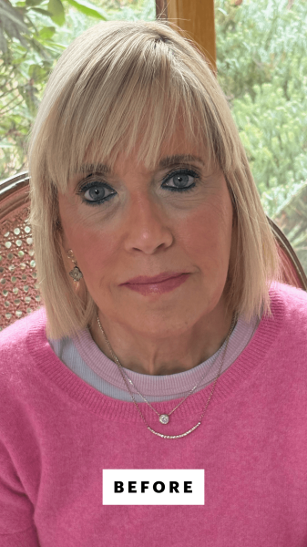 Allure senior copy manager Leslie Lipton before applying the Essence Makeup The Slim Stick