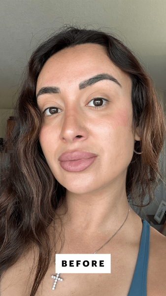 Selfie of Ang Trakoshis before applying the NYX Professional Makeup Lip IV