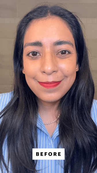 Foresto before applying the Tower 28 GetSet Blur  Set Matte Powder Blush